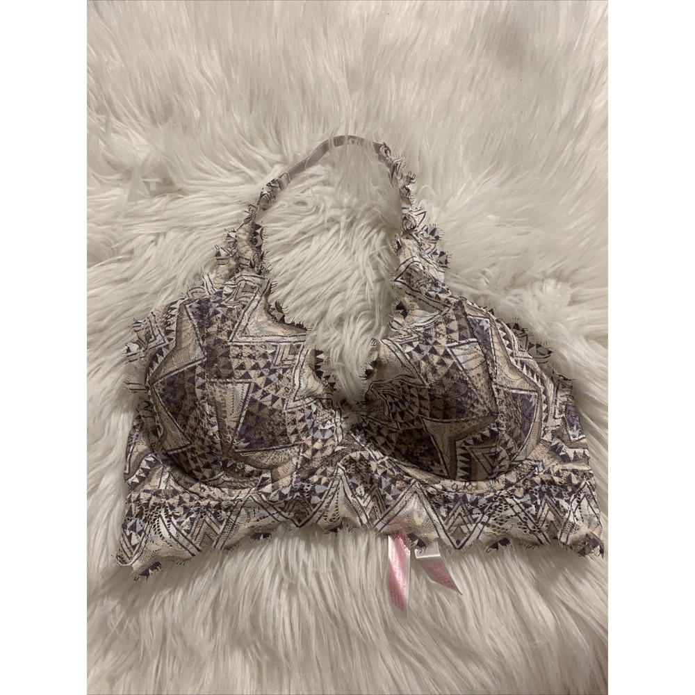 victoria secret pink lace bralette lightly lined XS halterneck sexy guc